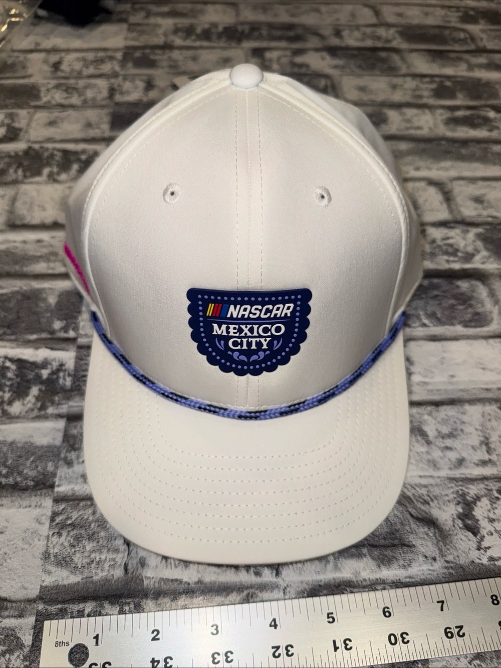 NASCAR Mexico City Race Event Rope SnapBack White Baseball Cap Performance NWT